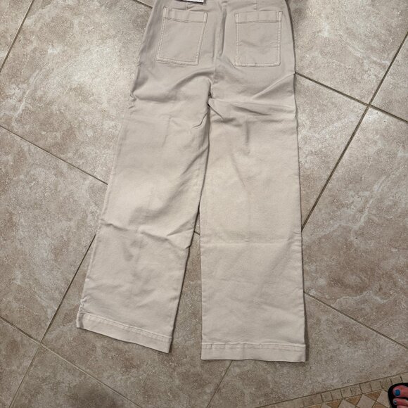 Loft NWT High Waisted Wide Leg Side Zip Jeans - Size 24/00 - Ivory/Beige - Picture 3 of 7